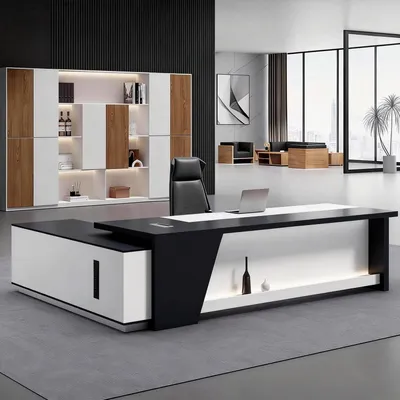 Produktbild von L-förmiger Schreibtisch mit Stauraum Schwarz-Weiß 160x80x75cm