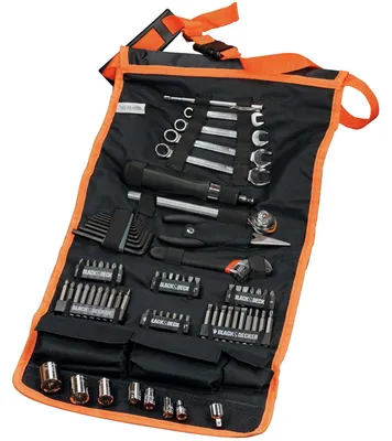 Produktbild von Mechaniker-Set mit Rolltasche, 76-teilig (schwarz/orange)
