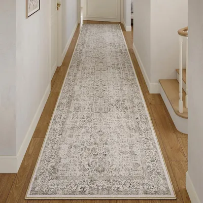 Productafbeelding van Läufer, grijs, vintage stijl, 80x300 cm, wasbaar, polyester