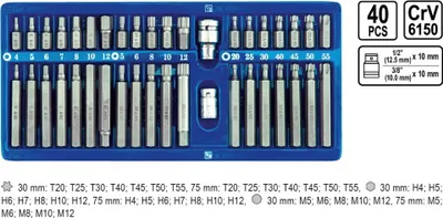 Produktbild von Bitsatz Torx Vielzahn Innensechskant 1/2' 3/8' 40 Tlg
