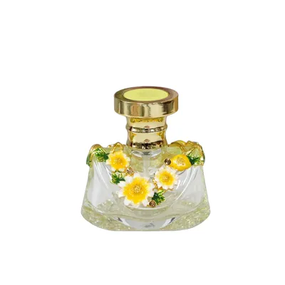 Produktbild von 30 ml Vintage Parfümflasche mit Gelb Gänseblümchen – Leere Nachfüllbarer Glaszerstäuber mit Feinzerstäubung, Geschenk für Frauen
