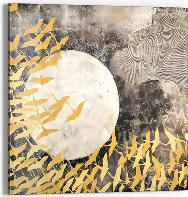 Produktbild von DEQORI Glasbild Echtglas 50x50 cm 'Goldener Flug' Wandbild Bild modern Deko