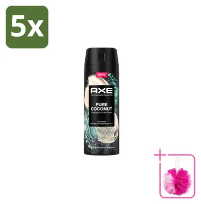 Immagine prodotto di 5 flaconi di deodorante spray Axe Pure Coconut, 150 ml - Confezione risparmio - 5 pezzi