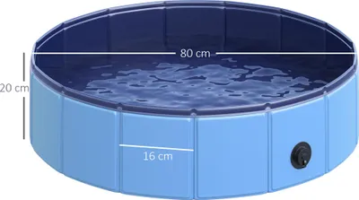 Obrázek produktu pro Pawhut PawHut Bazén pro psy Miska na vodu pro psy Bazén Ø80 / 120 / 160 cm modrá/červená D01-003BU