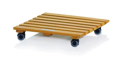 Produktbild von LECHUZA-Rolluntersetzer Natural Wood 37 square  Eukalyptusholz | 37,5 x 37,5 x 7 cm | 16781