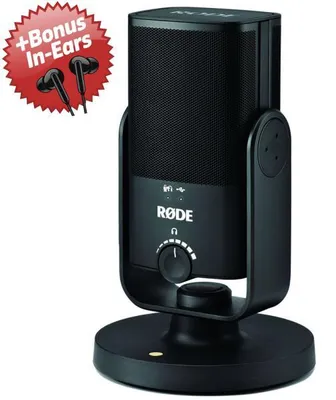 Produktbild von Rode NT-USB MINI USB-Studio-Kondensatormikrofon + Bonus In-Ear Kopfhörer