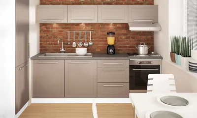 Produktbild von Küchenzeile QUANTUM 'M' weiß beige matt B:240cm + Kühlkombi #dv16