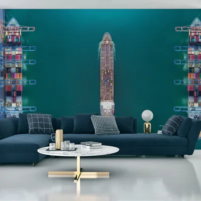 Produktbild von Muralo XXL Selbstklebende FOTOTAPETE CONTAINERSCHIFFE Aussicht von oben 3D Effekt (B) 368 cm x (H) 280 cm Tapete Wandtapete WOHNZIMMER SCHLAFZIMMER 4585