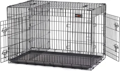 Immagine prodotto di Gabbia per cani - Trasportino per cani - Rifugio sicuro - Con 2 porte - 122 cm - Nero