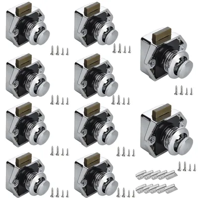 Produktbild von Knotenschlösser Chrom 10 Stück, mit Schraube und Schloss, für Boote und Wohnwagen