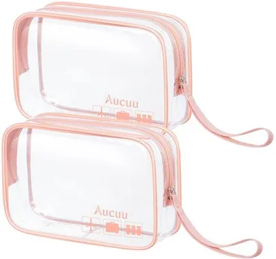Produktbild von Transparante Reise-Toilettas, 2er Set, wasserdichte PVC, TSA-, für Familien, Männer und Frauen