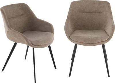 Zdjęcie produktu dla Zestaw 2 krzeseł do mostka w tkaninie w kolorze taupe, szerokość 64 cm - COLOMBE