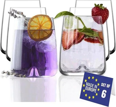 Productafbeelding van Moderne Drinkglazen Set van 6 - Loodvrij, Vaatwasserbestendig, Perfect voor Cocktails en Sap