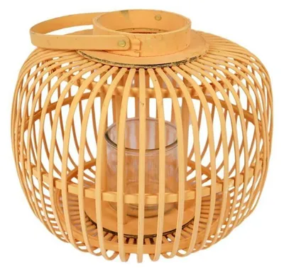 Produktbild von Hängelaterne aus Holz, Modell JAYNA ORANGE, mit Griff, Größe: L