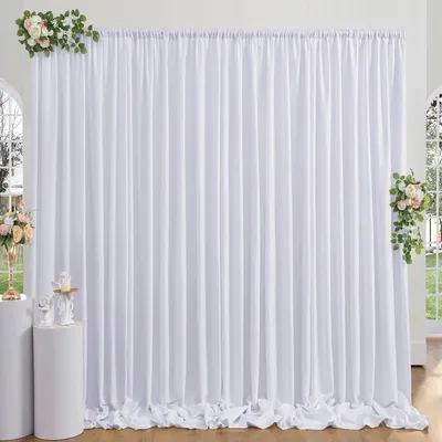 Image de Toile de fond rideau Fond de fête - 3 m x 3 m - 2 panneaux - Blanc en polyester