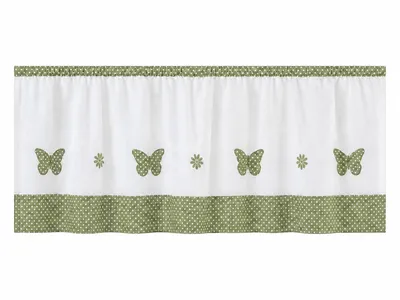 Produktbild von Scheibengardine Landhaus grün HxB 48x140cm Bistrogardine Schmetterling Gardine Blume