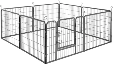 Obrázek produktu pro FEANDREA výběh pro štěňata, 8 panelů DIY, dvojitý L-zámek, 77x60cm šedá PPK86G