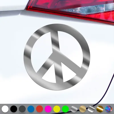Produktbild von PantherPixel Peace Aufkleber Symbol Frieden Zeichen Love Sticker Auto Geschenkidee Farbe Chrom-Silber