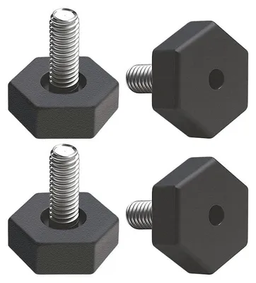 Obrázok produktu pre 4 kusy nastaviteľných nožičiek na nábytok, M8 x 25 mm, s protišmykovou základňou