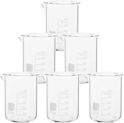 Produktbild von Laborbecher Set 6 Stück 50ml Glas Messbecher Chemie Laborbedarf Experiment Kochen Clear Glass Beaker Kit