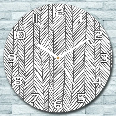 Produktbild von Wanduhr aus Glas Rund fi 30 Fischgrätenmuster Quarz Deko Wohnzimmer Büro
