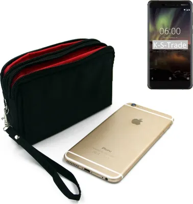 Produktbild von K-S-Trade Schutz Hülle Handy Hülle kompatibel mit Nokia 6.1 Gürteltasche Travelbag Handytasche mit Zusatzfächern, schwarz