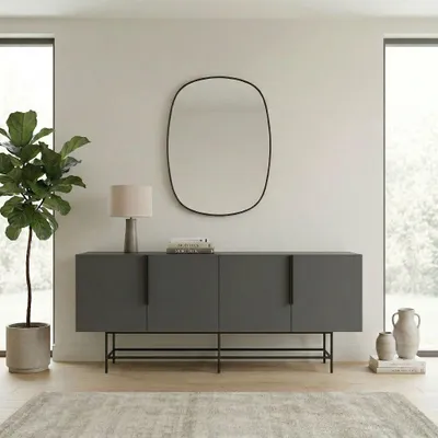 Obrázok produktu pre Skye Decor, kvalitná konzolová zostava (3-dielna), antracitová farba, 100% melamín, 200 cm