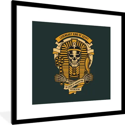 Produktbild von MuchoWow® MuchoWow® Gerahmtes Poster Pharao - Skelett - Ägypten - Retro 40x40 cm - Poster mit zchwarzem Bilderrahmen - Poster - Plakat im Rahmen