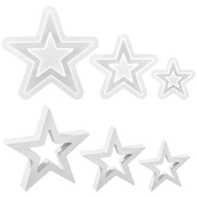 Productafbeelding van Siliconen sterrenvorm, gietvorm, kaarsvorm, 3 stuks, geschikt voor gips, kaarsen en andere handwerkprojecten
