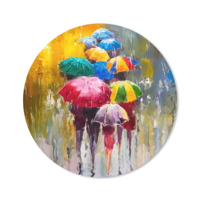 Produktbild von MuchoWow® Mauspad Mousepad Gemälde - Regenschirm - Öl 30x30 cm - Mousepads - Maus Mat - Pad - Mausunterlage - Tischunterlage - Schreibtischmatten