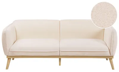 Zdjęcie produktu dla BELIANI Sofa 3-osobowa jasnobeżowa boucle tapicerowana drewniane nóżki w stylu skandynawskim kanapa