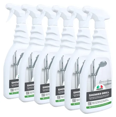 Immagine prodotto di Detergente anticalcare bagno, protezione antigoccia, pulizia quotidiana Marbec SHOWER BRILL - 750MLx6Pz