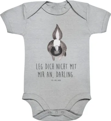Produktbild von Mr. & Mrs. Panda Strampler Baby Stinktier Angriff 1. - 3. Monat - Heather Grey - Geschenk, Einteiler, Raubtier, Drohung, babykleidung body, Skunk, overall, wütend