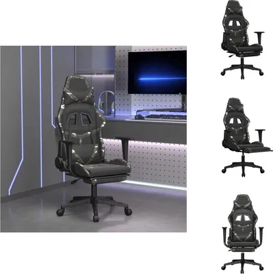 Image de vidaXL Chaise de jeu avec repose-pieds de massage noir camouflage similicuir - chaise de jeu
