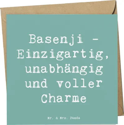 Produktbild von Mr. & Mrs. Panda Glückwunschkarte Spruch Basenji Charme - Meeresbrise - Geschenk, Klappkarte, bezaubernd, Hunde, Hunderasse, Grußkarte, intelligenter Hund, Hunderassen