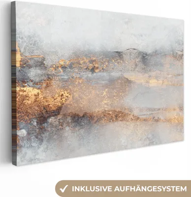 Obrázek produktu pro OneMillionCanvasses® - Plátno - Mlha - Zlatá - Abstraktní, nástěnná malba, nástěnné dekorace obrazy obývací pokoj, 120x80cm