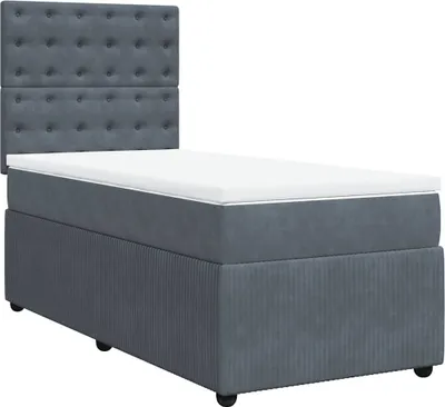 Produktbild von vidaXL Boxspringbett mit Matratze Dunkelgrau 90x190 cm Samt
