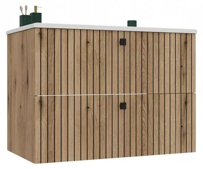 Zdjęcie produktu dla Szafka pod umywalkę Tigo 80 2S dąb evoke ryflowany front z umywalką