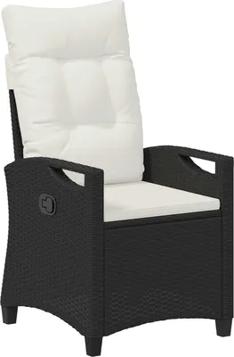 Image de vidaXL Chaise de jardin réglable, noir et crème, 56 x 60 x 112 cm