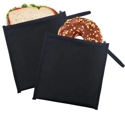 Isolierte Sandwichbeutel 2er-Set, BPA-frei, schwarz, wiederverwendbar