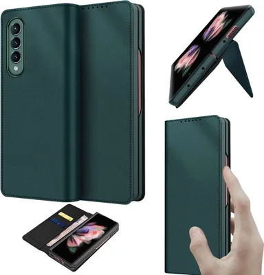 Obrázok produktu pre Pre Samsung Galaxy Z Fold3 5G Design Leather Cover Puzdro na mobilný telefón Green Cases