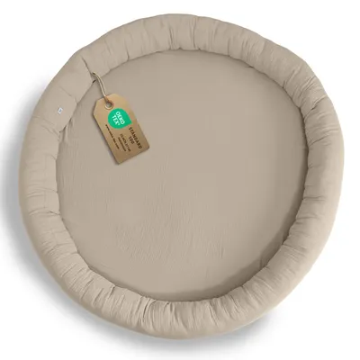 Productafbeelding van Vloerkussen lichtbeige zonder ruches - zitkussen voor kinderen van mousseline
