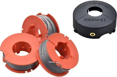 Image de Kit de coupe-bordures avec bobine automatique, 3 bobines métalliques, 1 housse, 8 m x 1,6 mm, pour Easytrim et Combitrim