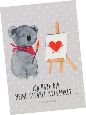 Produktbild von Mr. & Mrs. Panda Postkarte Koala Künstler - Grau Pastell - Geschenk, Zeichnen, Ansichtskarten, Gefühle, Ansichtskarte, Grußkarte, Liebe, Liebesgeschenk, Postkarten