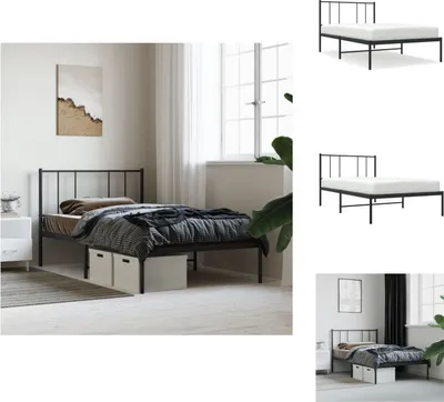Produktbild von vidaXL Bettgestell mit Kopfteil Metall Schwarz 75x190 cm -  Betten & Bettgestelle