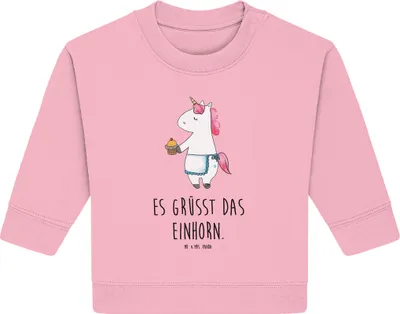 Produktbild von Mr. & Mrs. Panda Organic Baby Pullover Einhorn Muffin 12. - 18. Monat - Baumwolle Pink - Geschenk, Liebesgrüße, Backen, Bullover, Geburtstagsgrüße, Geburtstag, Unicorn