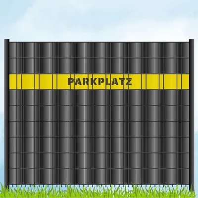 Produktbild von zaun|zu Sichtschutzstreifen mit Laser Beschriftung "PARKPLATZ" für Doppelstabzaun Gelb 2,55m