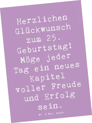Produktbild von Mr. & Mrs. Panda Grußkarte Spruch 25. Geburtstag - Lavendeltraum - Geschenk, Ansichtskarte, Postkarte, Glückwünsche, Erinnerungen, Happy Birthday, bildkarte, Postkarten