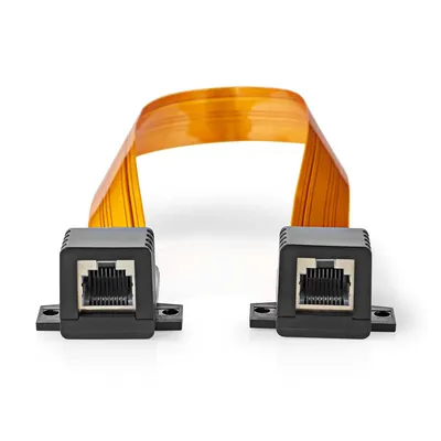 Produktbild von Nedis RJ45-Netzwerkkabel mit Fensterdurchführung - UTP - RJ45 (8P8C) Buchse - RJ45 (8P8C) Buchse - 0,30 m - Flach - PVC - Orange - Box