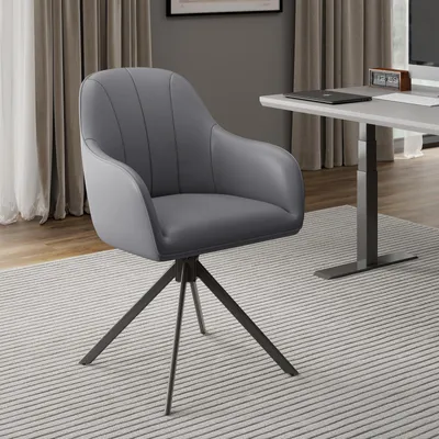 Produktbild von Hawthyhome 4-Fußstuhl,Esszimmerstühle drehbar Polsterstuhl mit Armlehne & Metallbeinen Moderner Küchenstuhl für Esszimmer, Wohnzimmer, Büro, Grau